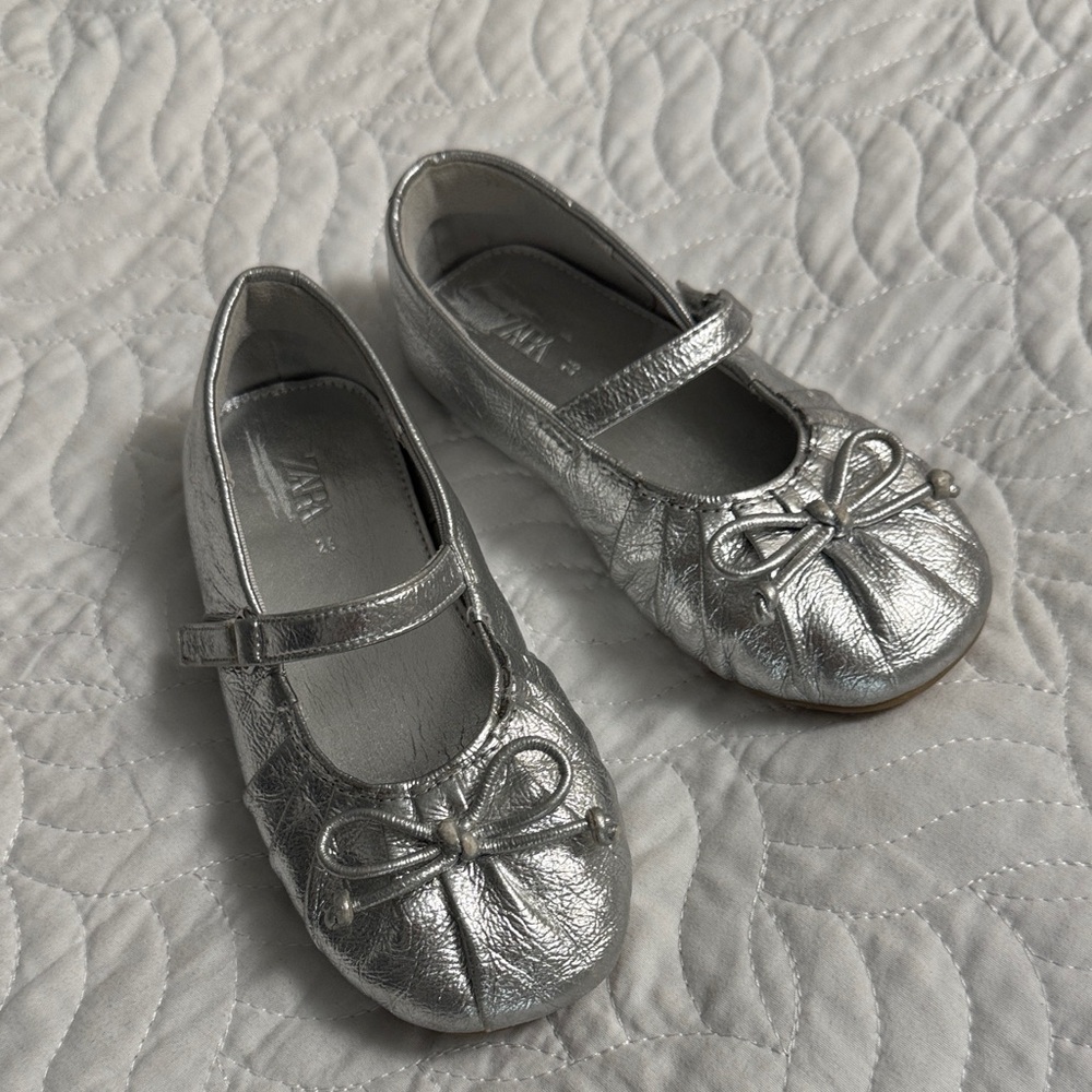 Zara Kids Metallic Silver Dress Shoes